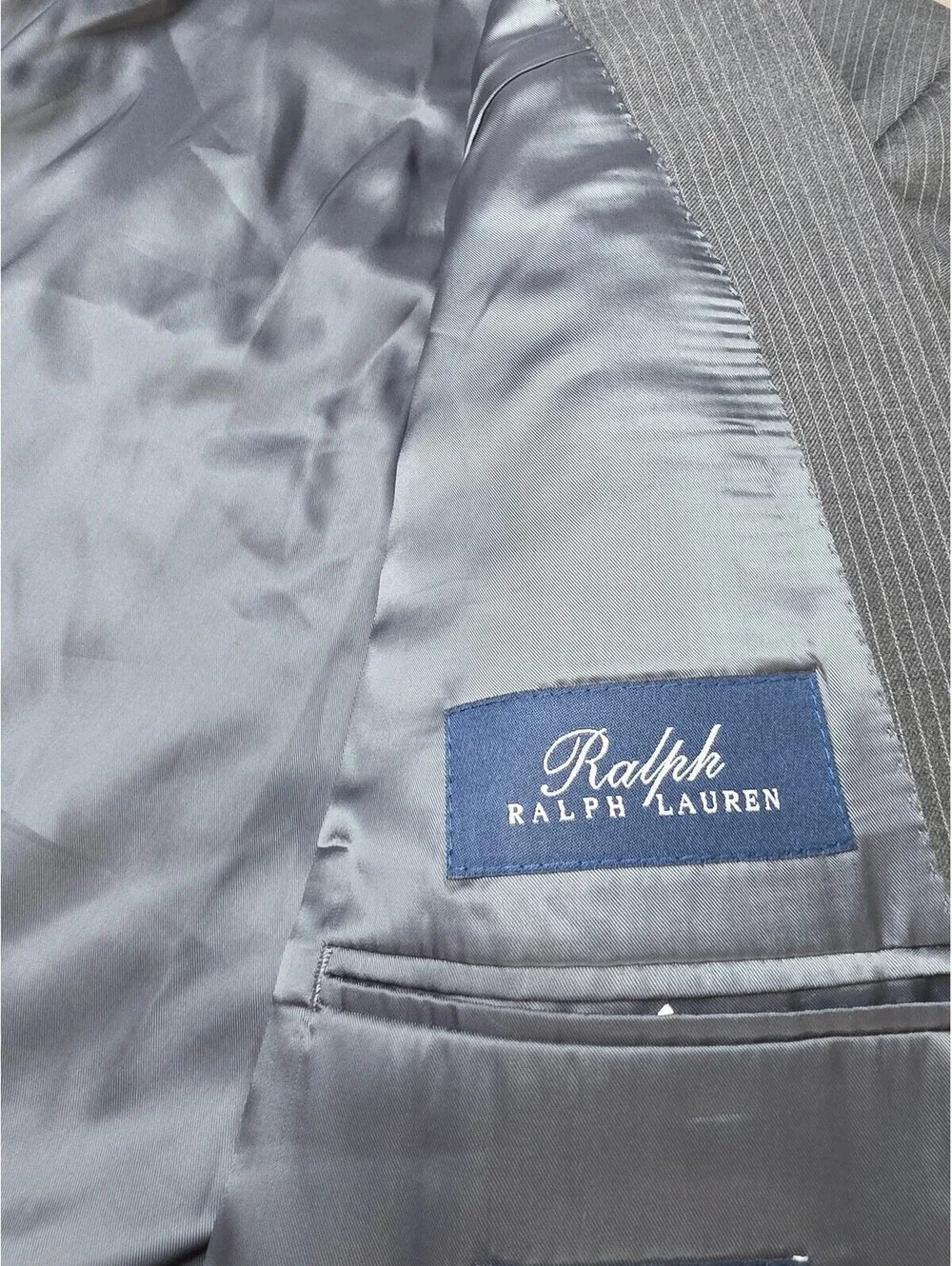 Ralph Lauren Men’s 54L Gray Pinstripe 100% Wool Blazer Sport Coat 2 Button